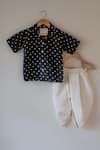 Love The World Today_Black Cotton Tara Bandhani Shirt And Off White Dhoti Pant Set _Online_at_Aza_Fashions