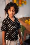 Love The World Today_Black Cotton Tara Bandhani Shirt And Off White Dhoti Pant Set _at_Aza_Fashions