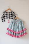 Buy_Love The World Today_Black Cotton Noor White Checked Blouse And Floral Lehenga _at_Aza_Fashions