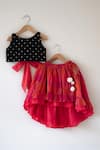 Love The World Today_Black Cotton Laddoo Bandhani Top And Checkered Lehenga Set _Online_at_Aza_Fashions