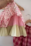 Love The World Today_Pink Cotton Embroidery Leela Floral Flared Kurta And Checkered Dhoti Set _Online_at_Aza_Fashions