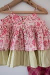 Love The World Today_Pink Cotton Embroidery Leela Floral Flared Kurta And Checkered Dhoti Set _at_Aza_Fashions