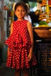 Buy_Love The World Today_Red Cotton Gulal Bandhani Top And Skirt Set _at_Aza_Fashions
