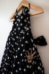 Love The World Today_Black Cotton Tara Bandhani Halter Maxi Dress _at_Aza_Fashions