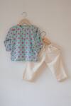 Buy_Love The World Today_Blue Cotton Embroidery Phool Pink Floral Kurta And Baggy Pant Set _at_Aza_Fashions
