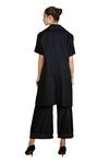 Shop_Samant Chauhan_Black Linen Shawl , Round Matte Trace Jacket Trouser Set _at_Aza_Fashions
