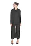 Shop_Samant Chauhan_Black Linen Collared Slate Pulse Shirt Pant Set _at_Aza_Fashions