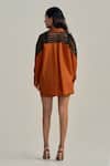Shop_Neetiandmudita_Orange Cotton Collared Rust Reverie Shirt _at_Aza_Fashions