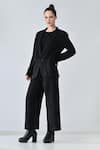 Buy_Samant Chauhan_Black Linen Coal Twin Blazer And Trouser Set _at_Aza_Fashions