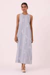 Buy The Summer House Sky Blue Cotton Round Neck Amaran Ikat Maxi Dress at Aza Fashions Buy_The Summer House_Sky Blue Cotton Round Neck Amaran Ikat Maxi Dress _at_Aza_Fashions