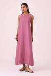 The Summer House Purple Linen Round Neck Amaran Lilac Maxi Dress Online at Aza Fashions The Summer House_Purple Linen Round Neck Amaran Lilac Maxi Dress _Online_at_Aza_Fashions