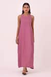 Buy The Summer House Purple Linen Round Neck Amaran Lilac Maxi Dress Online at Aza Fashions Buy_The Summer House_Purple Linen Round Neck Amaran Lilac Maxi Dress _Online_at_Aza_Fashions