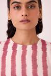 Buy_The Summer House_Pink Cotton Round Neck Bennet Rhubarb Striped Ikat Dress 