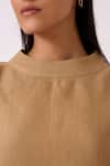 The Summer House_Beige Linen Round Neck Bertie Tan Top _at_Aza_Fashions