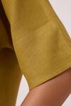 The Summer House_Olive Green Linen Round Neck Bourne Top _at_Aza_Fashions