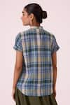 Shop The Summer House Blue Cotton Collared Dunkel Handwoven Shirt at Aza Fashions Shop_The Summer House_Blue Cotton Collared Dunkel Handwoven Shirt _at_Aza_Fashions