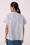 Shop The Summer House Blue Handloom Cotton Collared Garcia Ikat Top at Aza Fashions Shop_The Summer House_Blue Handloom Cotton Collared Garcia Ikat Top _at_Aza_Fashions