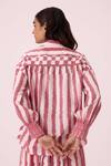 Shop_The Summer House_Pink Handloom Cotton Collared Henry Rhubarb Striped Ikat Shirt _at_Aza_Fashions