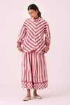 Buy_The Summer House_Pink Handloom Cotton Collared Henry Rhubarb Striped Ikat Shirt _Online_at_Aza_Fashions
