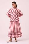Shop_The Summer House_Pink Handloom Cotton Collared Henry Rhubarb Striped Ikat Shirt _Online_at_Aza_Fashions