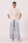 Buy_The Summer House_Blue Cotton Ivan Striped Ikat Pant _at_Aza_Fashions