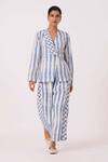 Shop_The Summer House_Blue Cotton Ivan Striped Ikat Pant _at_Aza_Fashions