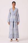 Shop_The Summer House_Blue Cotton Ivan Striped Ikat Pant _Online_at_Aza_Fashions