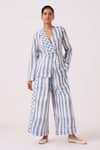 The Summer House_Blue Cotton Ivan Striped Ikat Pant _at_Aza_Fashions