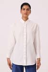 Buy_The Summer House_Off White Handloom Cotton Embroidery Collared Kerouac Handwoven Shirt _at_Aza_Fashions