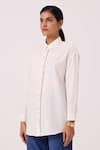 Shop_The Summer House_Off White Handloom Cotton Embroidery Collared Kerouac Handwoven Shirt _Online_at_Aza_Fashions