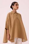Buy_The Summer House_Beige Linen Collared Liberty Tan Cape Top _Online_at_Aza_Fashions