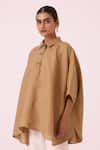 Shop_The Summer House_Beige Linen Collared Liberty Tan Cape Top _Online_at_Aza_Fashions