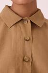 The Summer House_Beige Linen Collared Liberty Tan Cape Top _at_Aza_Fashions