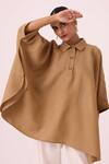 Buy_The Summer House_Beige Linen Collared Liberty Tan Cape Top 