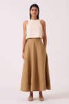 Shop_The Summer House_Beige Linen Marner Tan Skirt _at_Aza_Fashions
