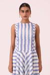 Buy_The Summer House_Blue Handloom Cotton Round Neck Myshkin Striped Ikat Dress _Online_at_Aza_Fashions