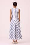 Shop_The Summer House_Blue Handloom Cotton Round Neck Myshkin Striped Ikat Dress _at_Aza_Fashions