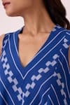 Shop_The Summer House_Blue Cotton V-neck Nikol Striped Ikat Dress _Online_at_Aza_Fashions