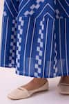 Buy_The Summer House_Blue Cotton V-neck Nikol Striped Ikat Dress 