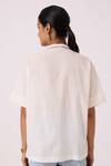 Shop_The Summer House_Off White Handloom Cotton Mandarin Collar Noah Handwoven Top _at_Aza_Fashions