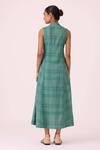 Shop_The Summer House_Green Cotton, Silk V-neck Orwell Handwoven Dress _at_Aza_Fashions
