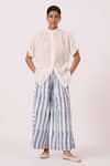 The Summer House_Off White Handloom Cotton Mandarin Collar Patt Handwoven Top _Online_at_Aza_Fashions