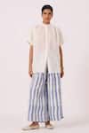 Buy_The Summer House_Off White Handloom Cotton Mandarin Collar Patt Handwoven Top _Online_at_Aza_Fashions