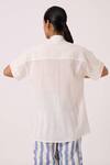 Shop_The Summer House_Off White Handloom Cotton Mandarin Collar Patt Handwoven Top _at_Aza_Fashions