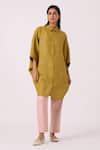 The Summer House_Olive Green Linen Collared Perico Shirt _Online_at_Aza_Fashions
