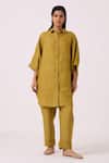 Shop_The Summer House_Olive Green Linen Collared Perico Shirt _Online_at_Aza_Fashions