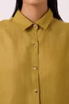 Buy_The Summer House_Olive Green Linen Collared Perico Shirt 