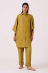 The Summer House_Olive Green Linen Pip Pant _Online_at_Aza_Fashions