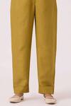 Buy_The Summer House_Olive Green Linen Pip Pant _Online_at_Aza_Fashions