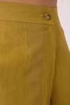 The Summer House_Olive Green Linen Pip Pant _at_Aza_Fashions